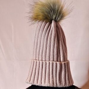 Primark Pink Ribbed Pom Pom Beanie Hat